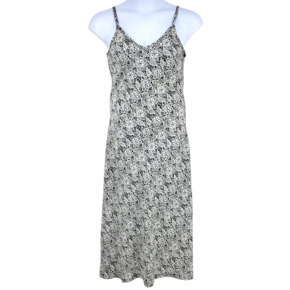 EXPRESS Black and White Floral Pattern Maxi Dress With Adjustable‎ Straps Sz 5/6